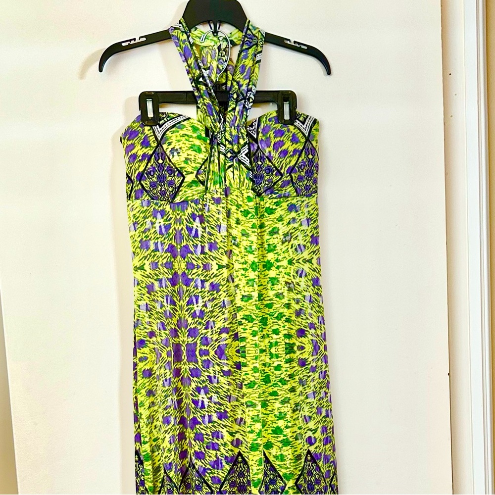 Chic and Beautiful Bohemian Maxi Halter Tie Sundress, Size M
